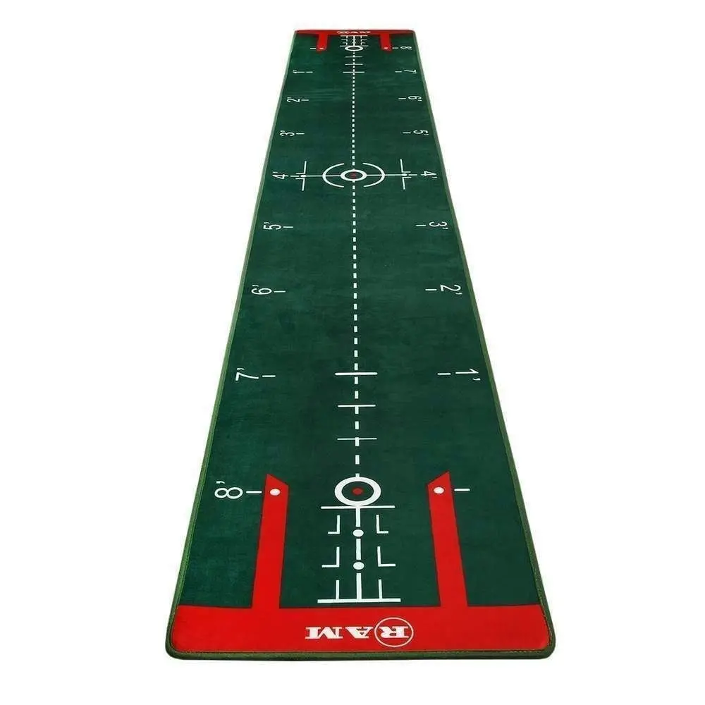 RAM Golf PROFESSIONAL Dual Grain Putting Mat with Distance Markers and Slope