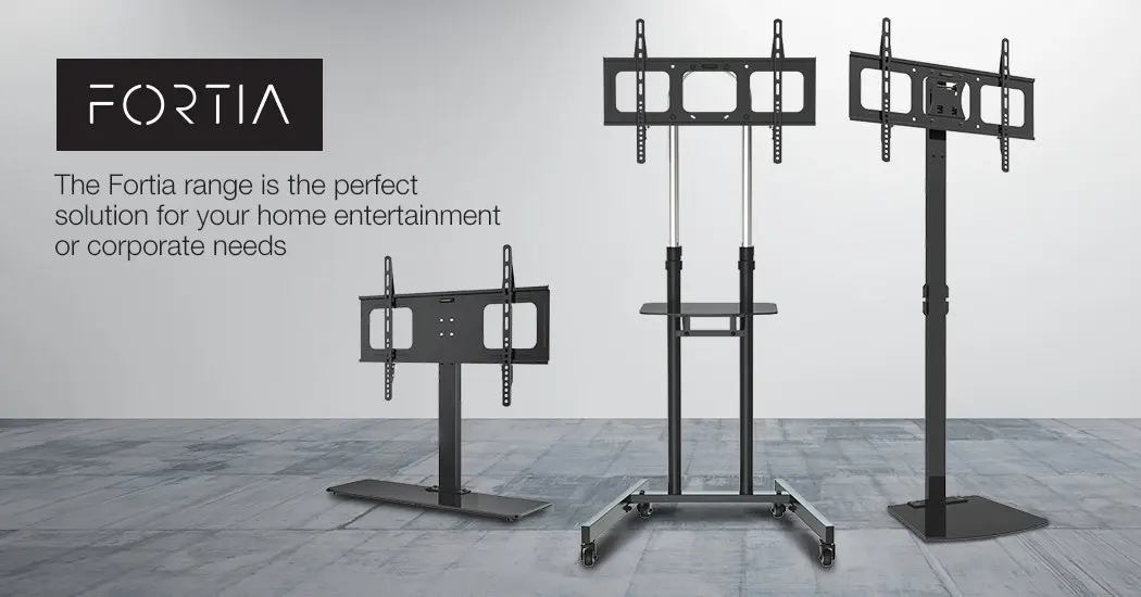 Fortia TV Stand Mobile Mount 37-70 Inch Tall Universal Rolling Trolley Black 65 Inch