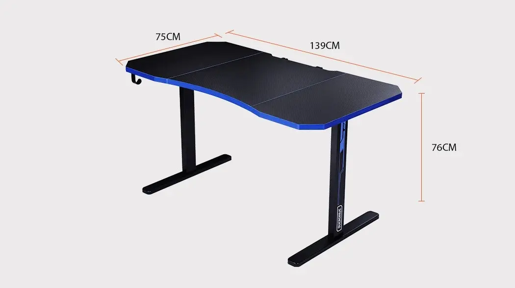 Overdrive Gaming Desk 139cm PC Table Computer Setup Carbon Fiber Style Black