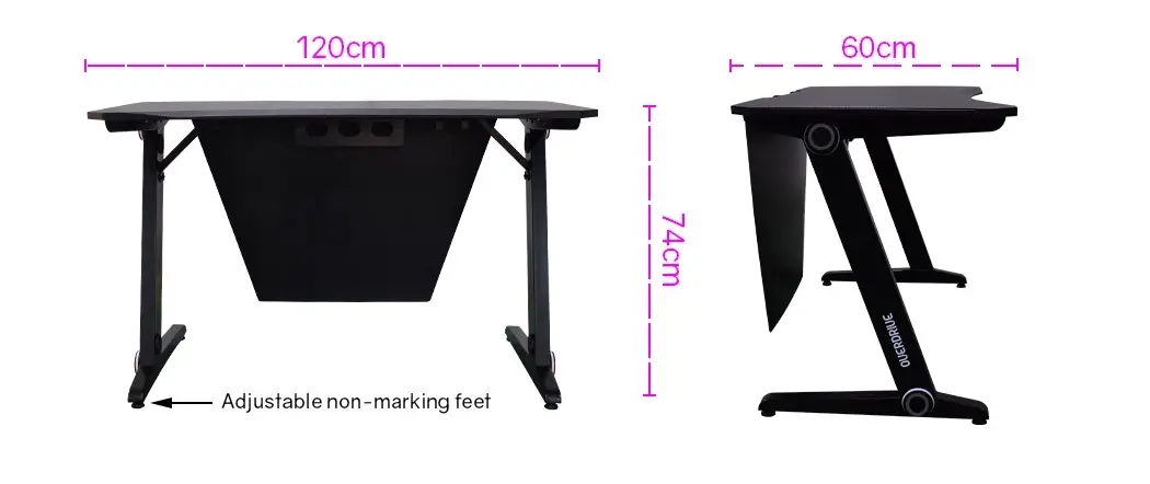 Overdrive Gaming Desk 120cm PC Table Setup Computer Carbon Fiber Style Black