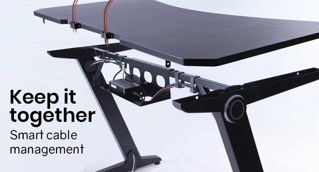 Overdrive Gaming Desk 120cm PC Table Setup Computer Carbon Fiber Style Black