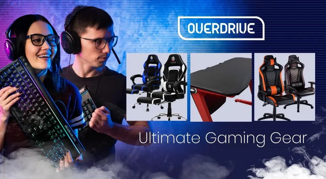 Overdrive Gaming Desk 120cm PC Table Setup Computer Carbon Fiber Style Black Red