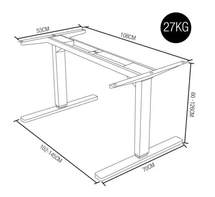 Fortia Standing Desk Frame Only, 60-126cm Height, 2 Motors, 120KG Load, Silver