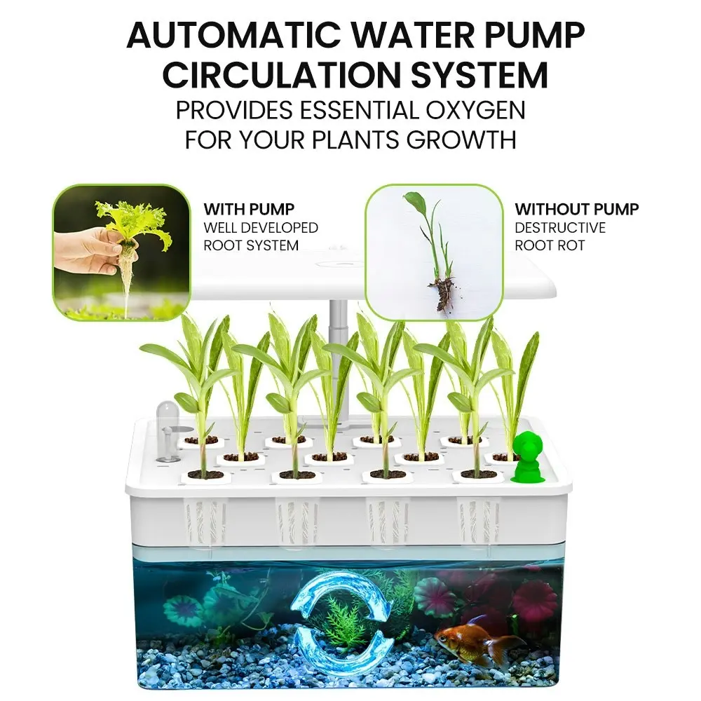 PlantCraft 12 Pod Indoor Hydroponic Growing System with Fish Tank