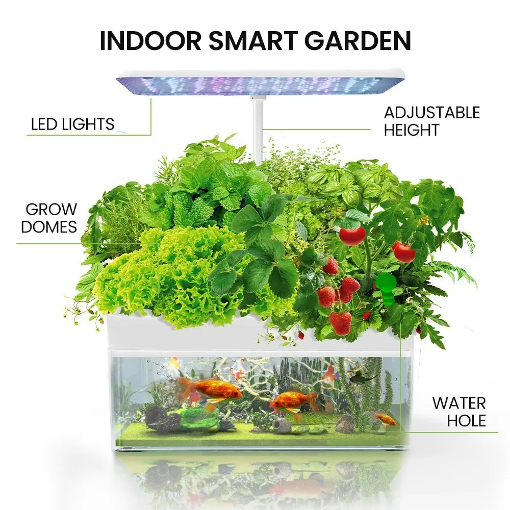 PlantCraft 12 Pod Indoor Hydroponic Growing System with Fish Tank