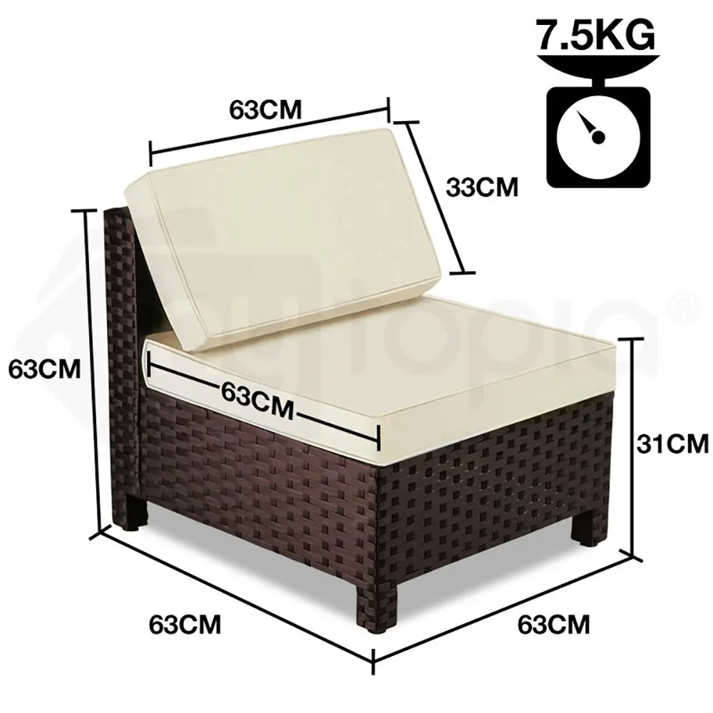 London Rattan 1pc Sofa Outdoor Furniture Setting Lounge Garden Cushion Couch