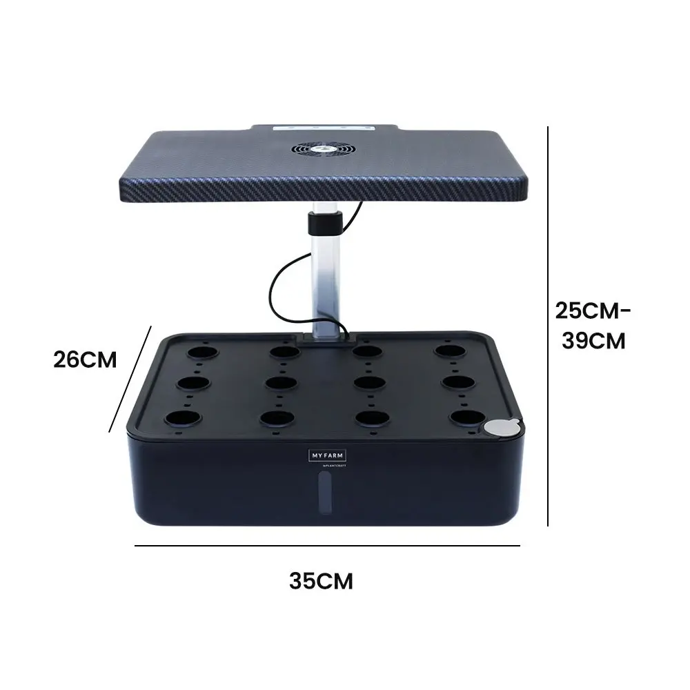 PlantCraft 12 Pod Indoor Hydroponic Growing System, with Water Level Window & Pump, Black