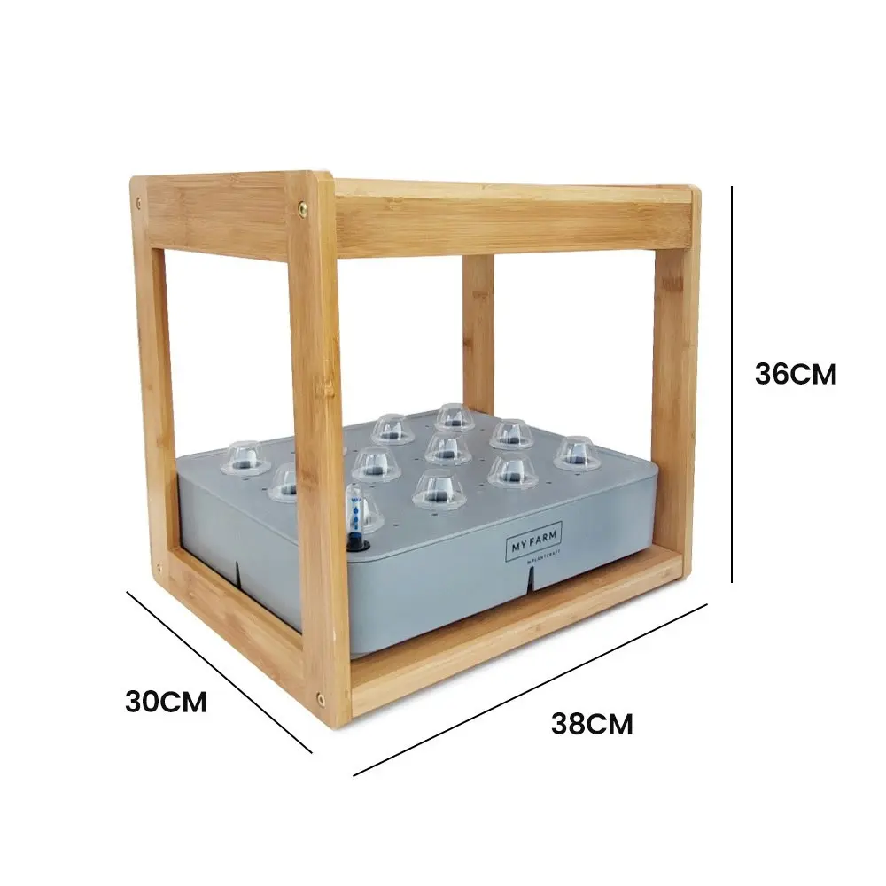 PlantCraft 12 Pod Indoor Hydroponic Growing System with Bamboo Frame & LED Lights