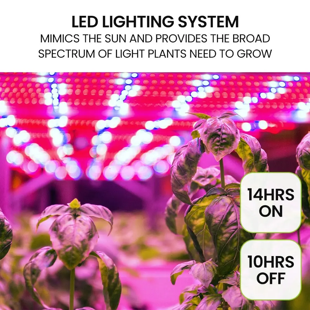 PlantCraft 12 Pod Indoor Hydroponic Growing System with Bamboo Frame & LED Lights