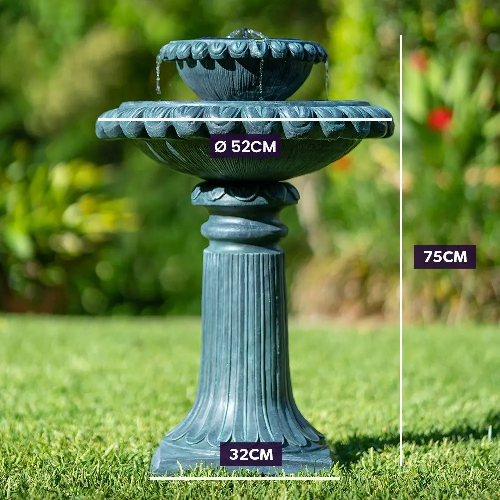 Protege Bird Bath Water Feature Fountain Solar Powered Garden Outdoor Lighting