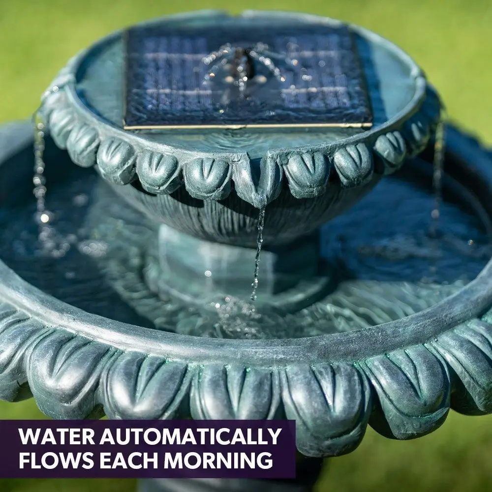 Protege Bird Bath Water Feature Fountain Solar Powered Garden Outdoor Lighting