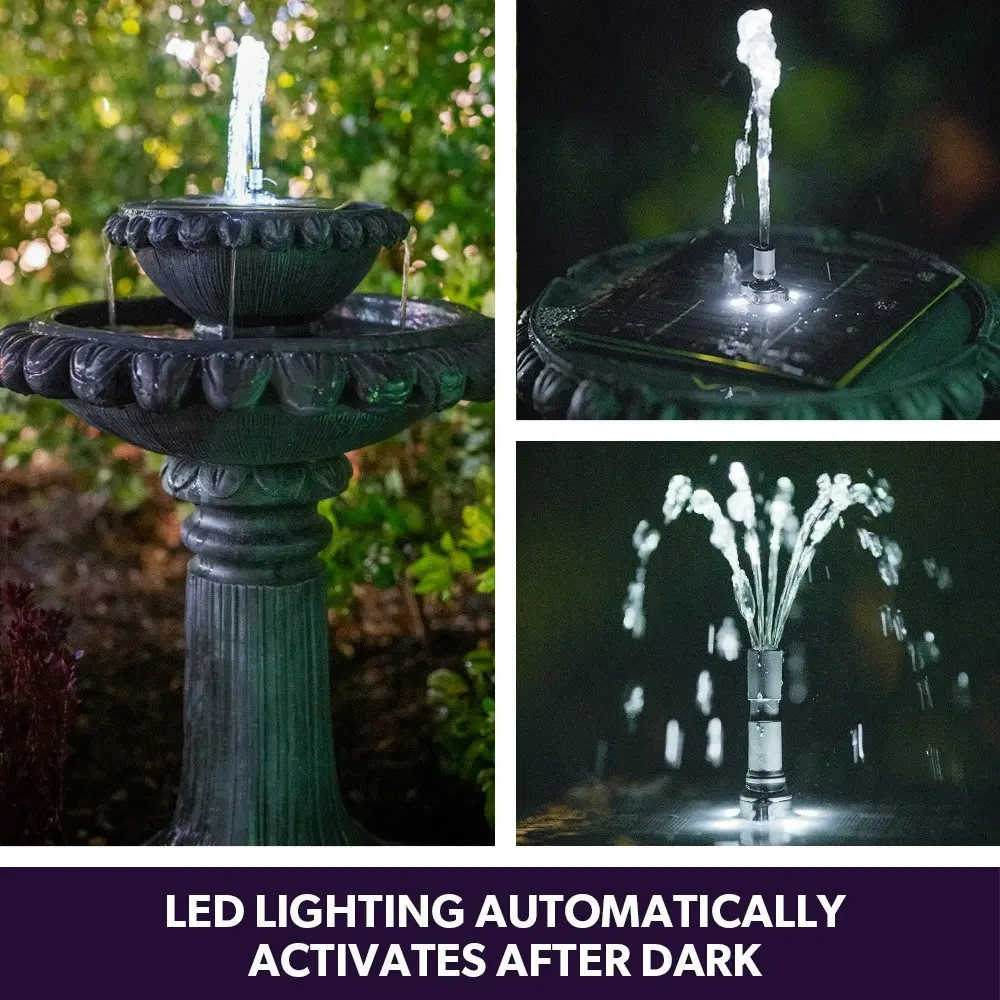 Protege Bird Bath Water Feature Fountain Solar Powered Garden Outdoor Lighting