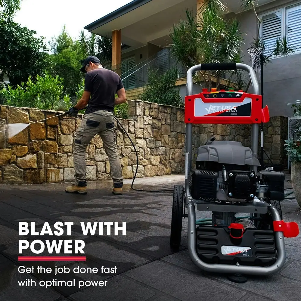 Jet-USA 7HP 4800PSI Petrol High Pressure Washer Cleaner, Water Spray Gunrey, 30m Hose Drain Cleaner