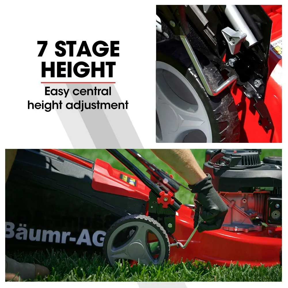 Baumr-AG Petrol Lawn Mower 139CC 17 Inch Push Lawnmower 17 Inch 4-Stroke Engine Catch