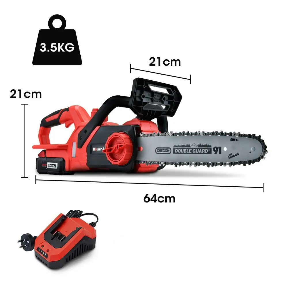 Baumr-AG 20V 12 Inch Electric Cordless Chainsaw 4Ah Lithium Battery Pruner Cutter 12 Inch Oregon Bar Saw