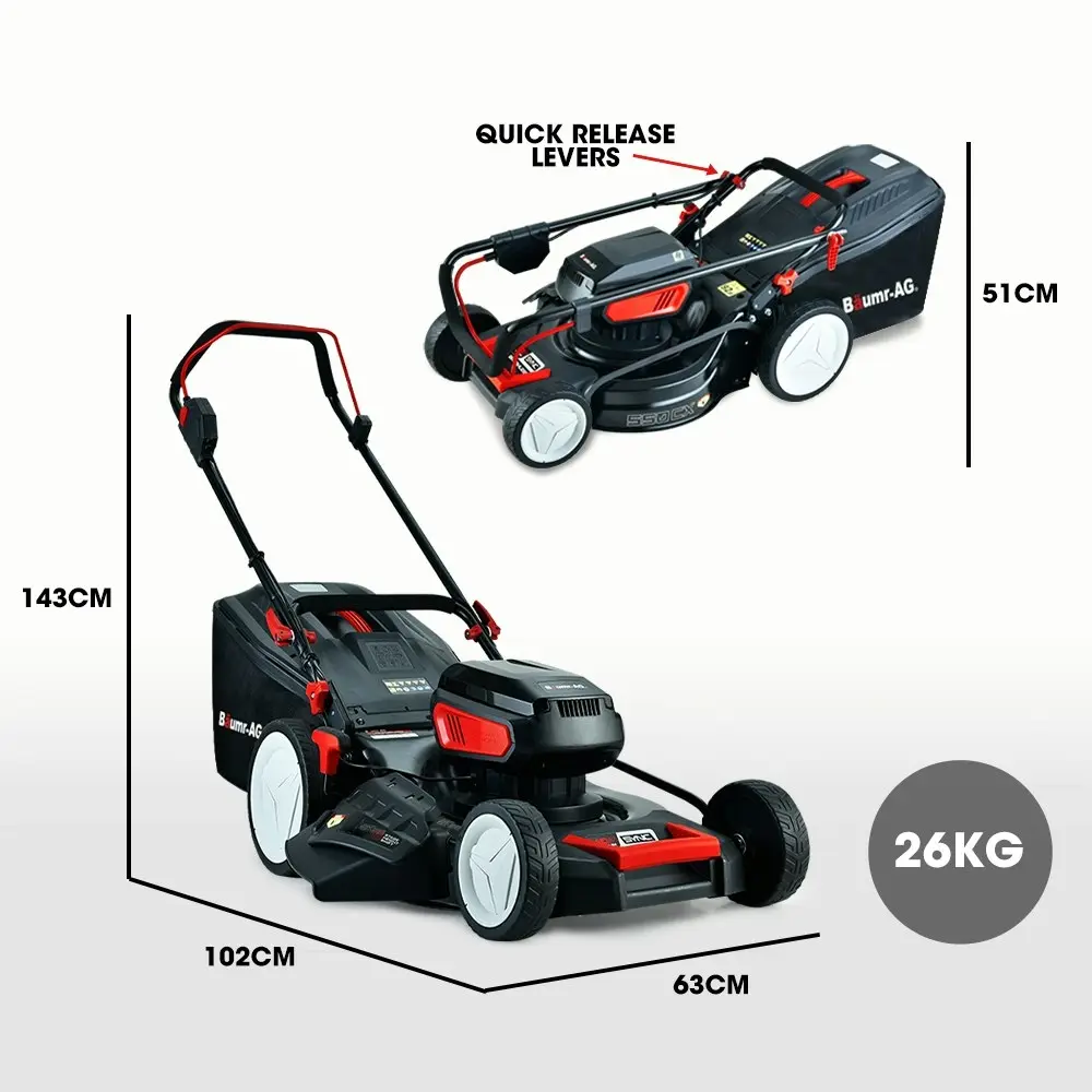 Baumr-AG 19 Inch Cordless Lawn Mower Kit, 40V 4Ah SYNC Fast Charger and 2x Batteries Lawnmower 19 Inch