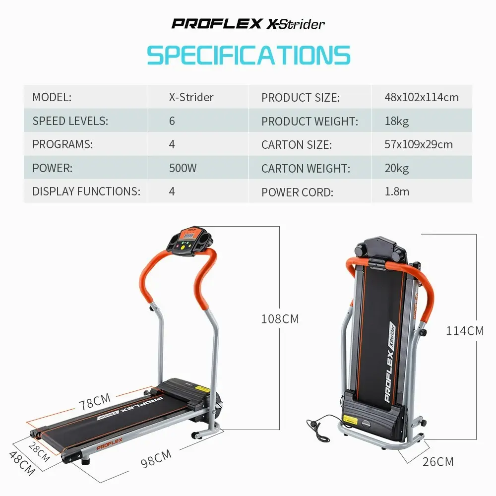 Proflex Electric Mini Walking Treadmill Foldable Compact Walker Fitness Machine Exercise Equipment