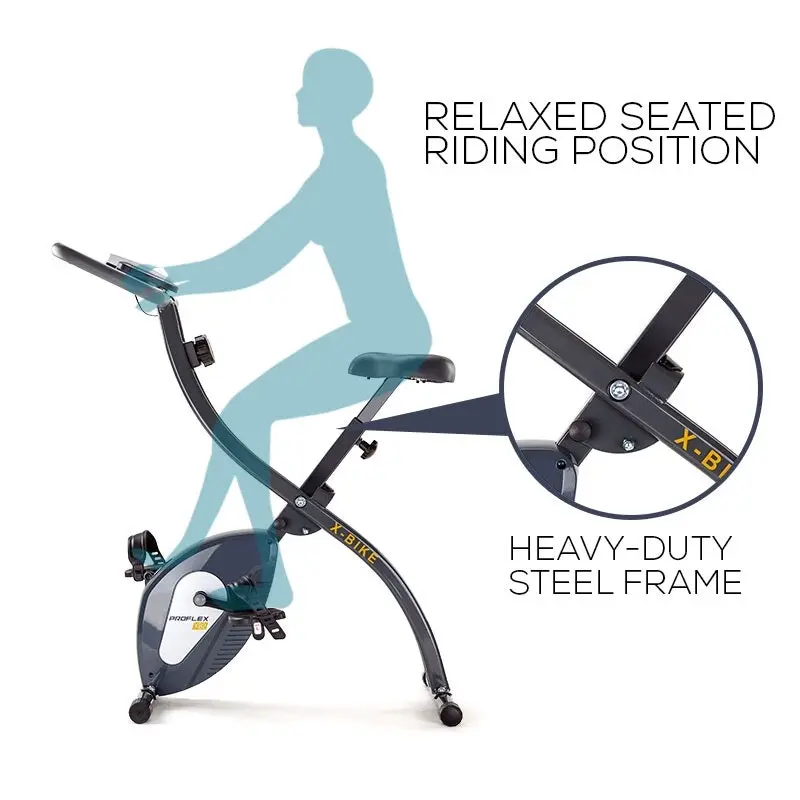 Proflex Folding Magnetic Exercise Bike Cycling Cardio Machine Spin Bicycle Trainer Flywheel Fitness