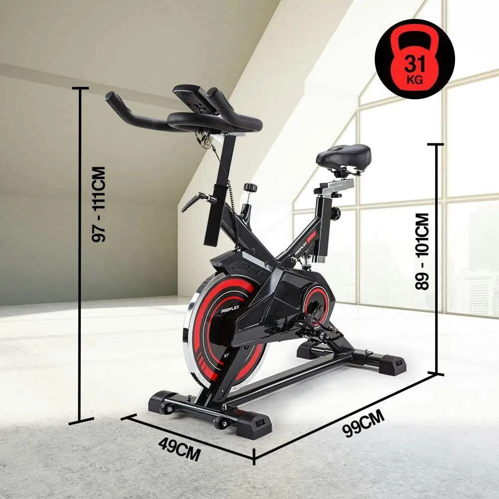 Proflex Commercial Spin Bike Flywheel Exercise Home Workout Gym - Red