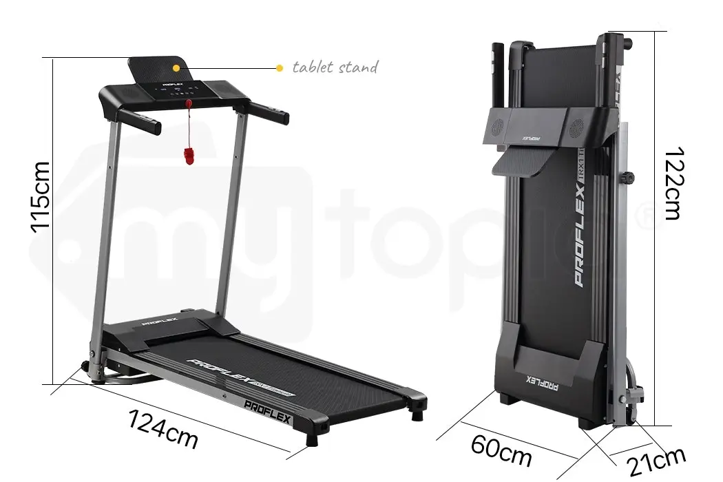 Proflex Electric Treadmill with Bluetooth Speakers, Compact Foldable Small Walking Running Machine