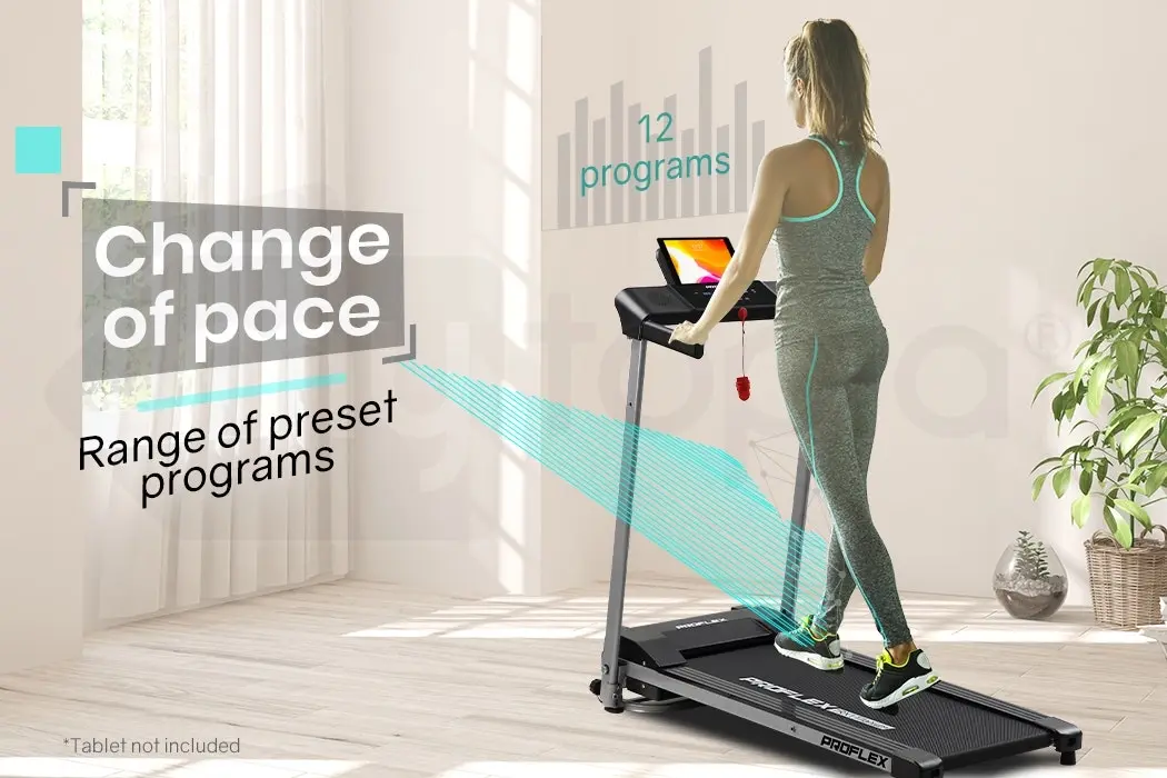 Proflex Electric Treadmill with Bluetooth Speakers, Compact Foldable Small Walking Running Machine