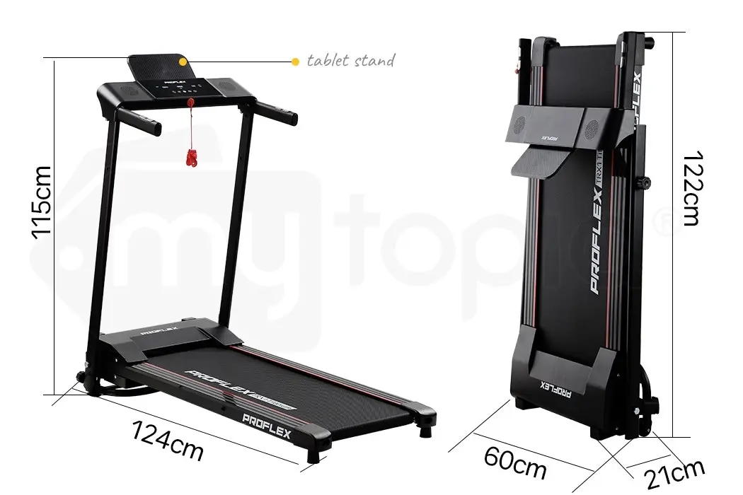 Proflex Electric Treadmill with Bluetooth Speakers, Compact Foldable Walking Running Machine Small