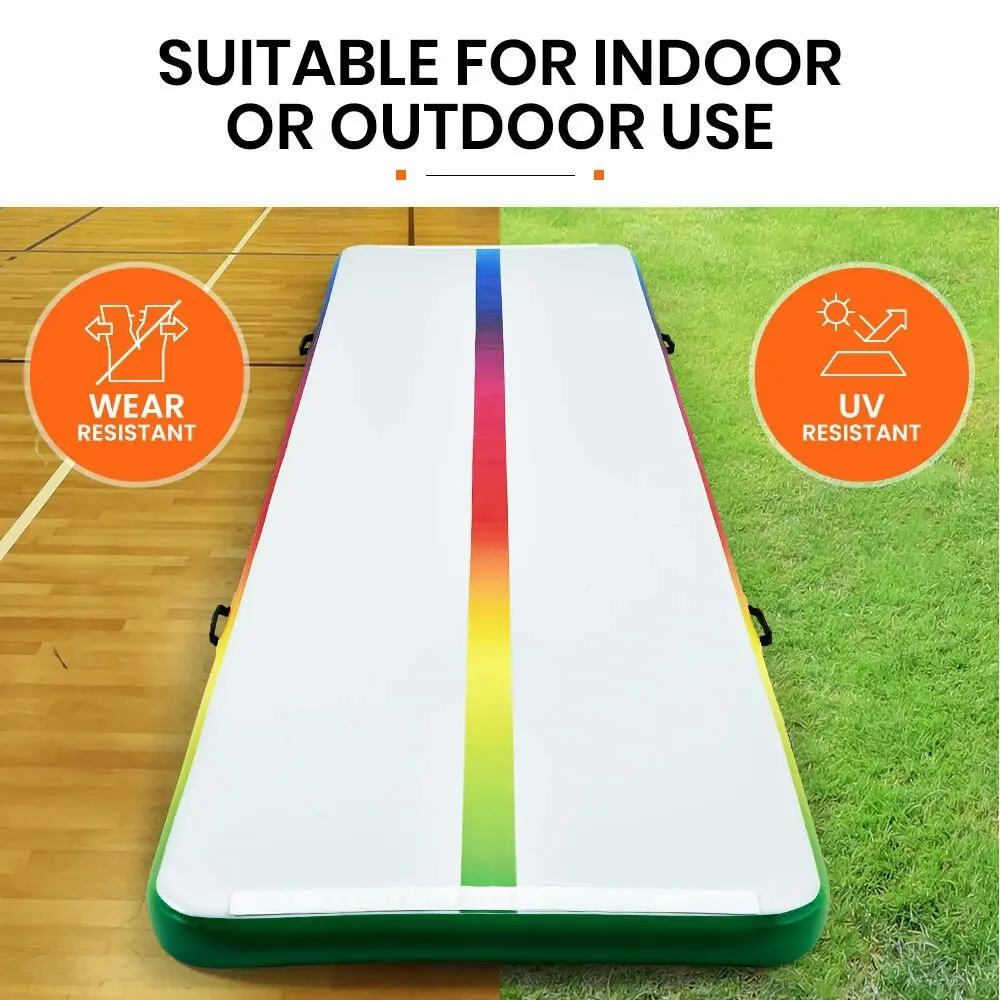 Proflex 400x100x10cm Inflatable Air Track Mat Tumbling Gymnastics, Multi-Coloured (No Pump)