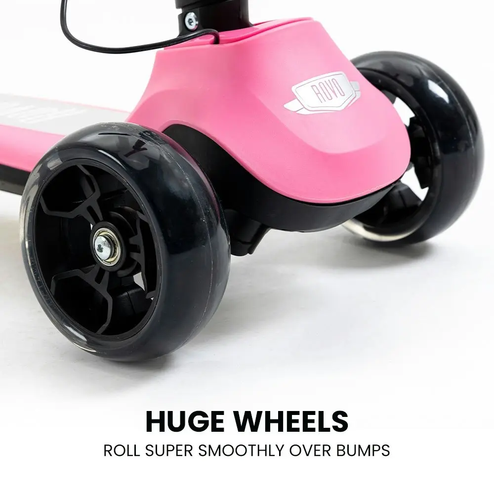 Rovo Kids 3-Wheel Electric Scooter, Ages 3-8, Adjustable Height, Folding, Lithium Battery, Pink