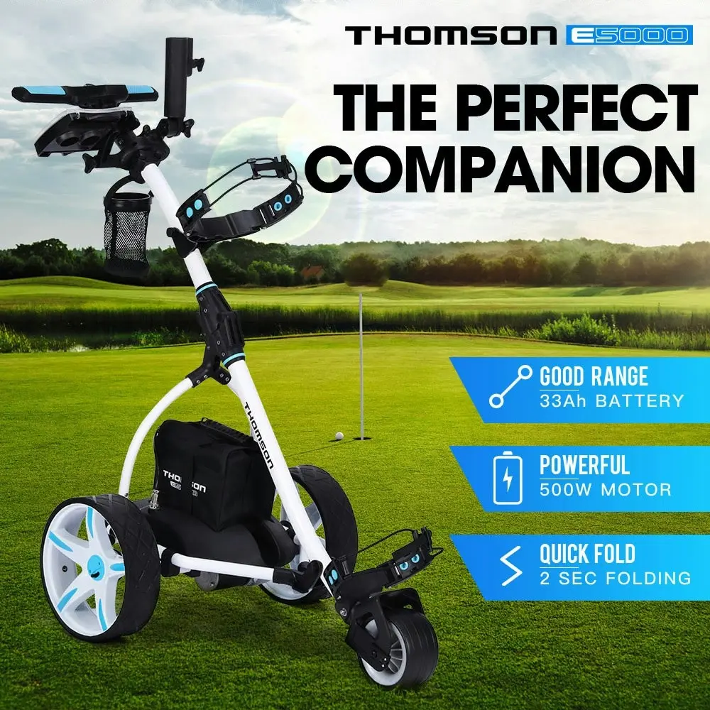 Thomson Electric Golf Buggy Trolley Automatic Motorised Foldable Cart LED