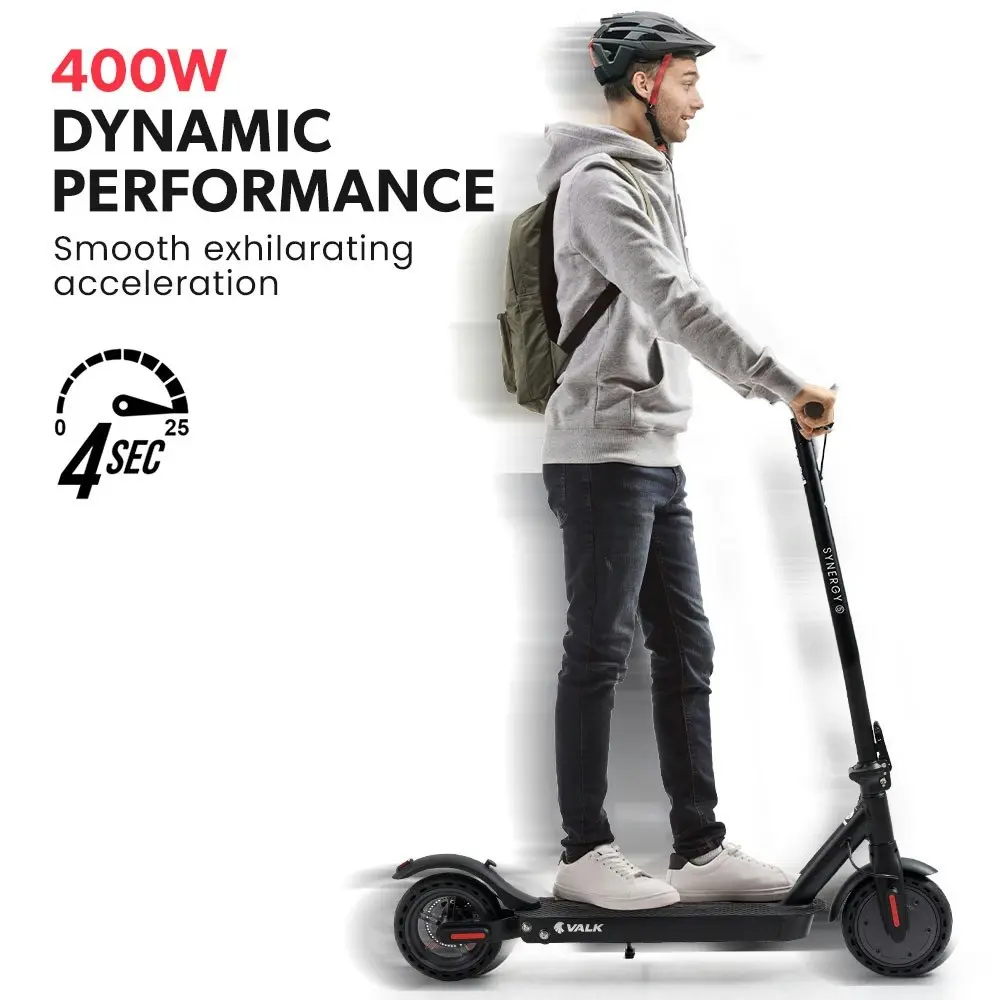 Valk 400W Electric Scooter, 37V Folding E- Scooter with Suspension, for Adults, Synergy 5 MkII Black