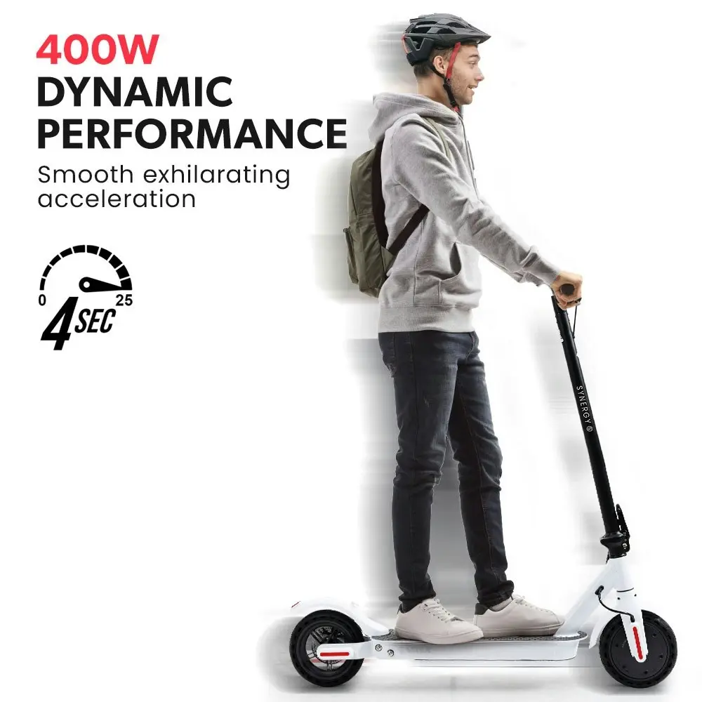 Valk 400W Electric Scooter, with Suspension for Adults Portable Folding Ride On,Synergy 5 MkII White