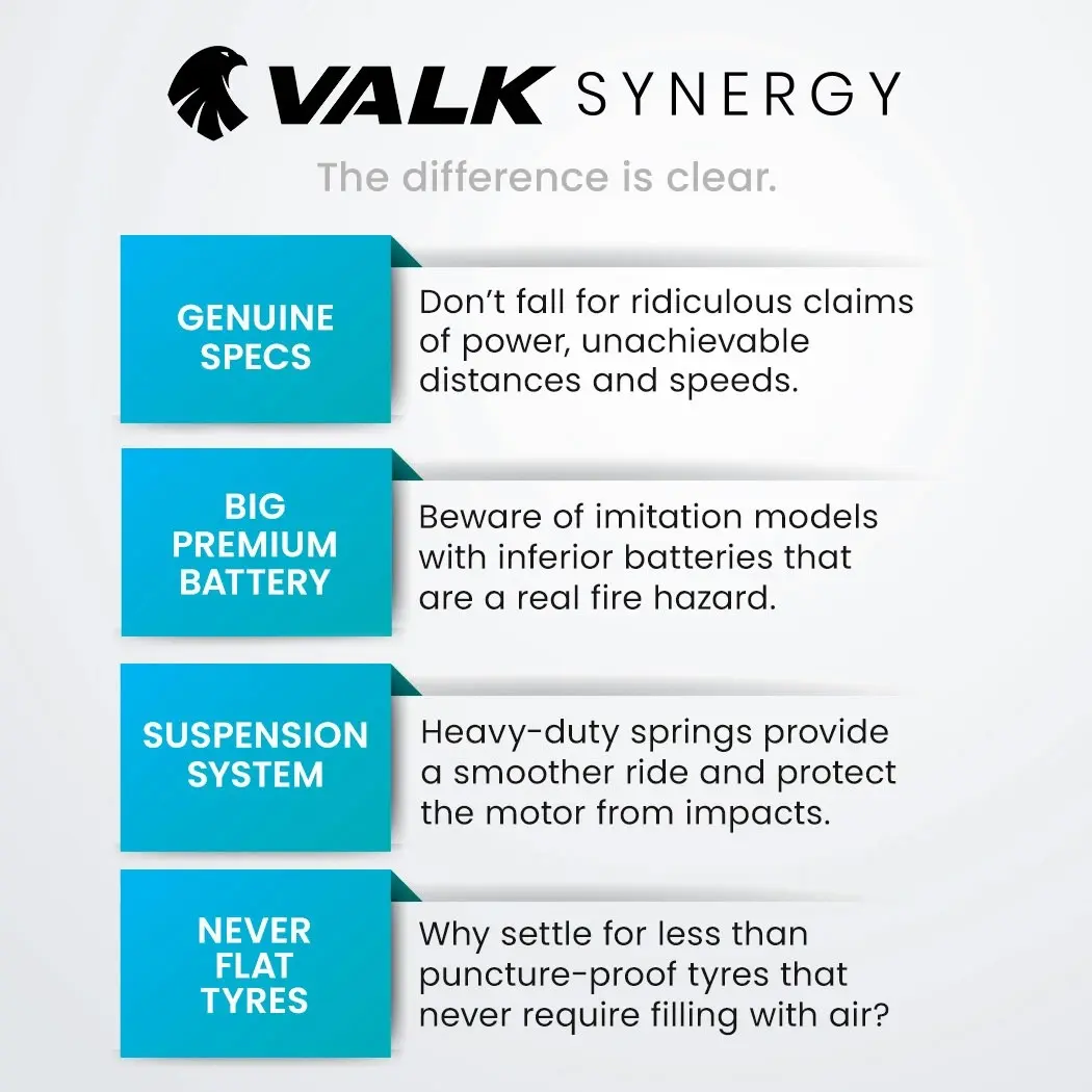 Valk Synergy 7 MkII 500W 15Ah Electric Scooter, Never Flat Tyres, Suspension, for Adults