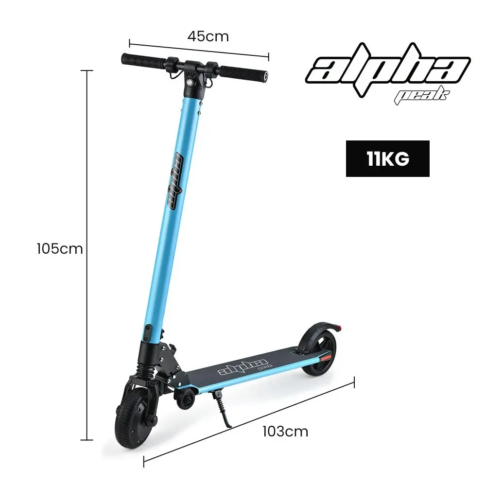 Alpha Peak 300W 10Ah Electric Scooter, Suspension, for Adults or Teens, Blue