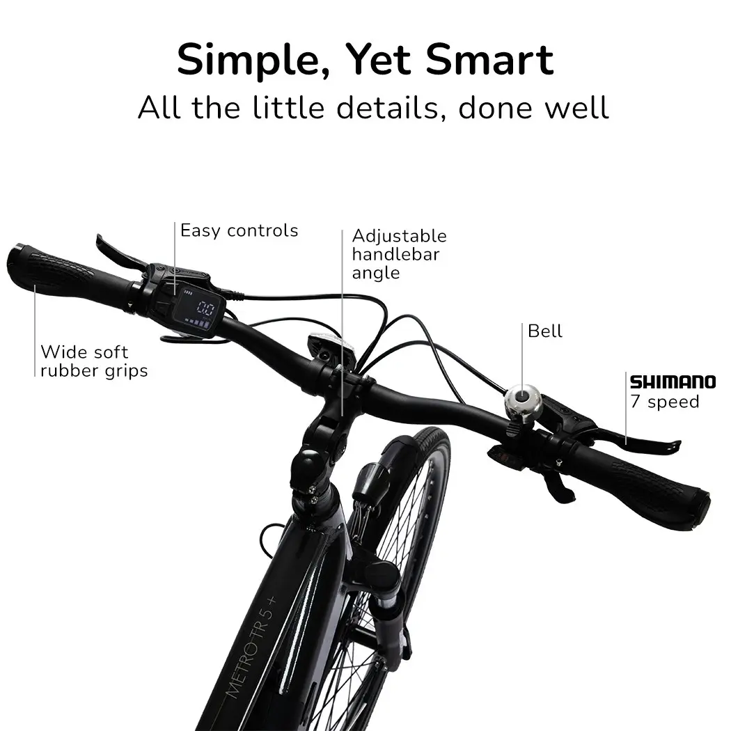 Valk Metro TR 5 + Electric Hybrid Bike, Gen II, Mid-Drive, Large, Dark Grey