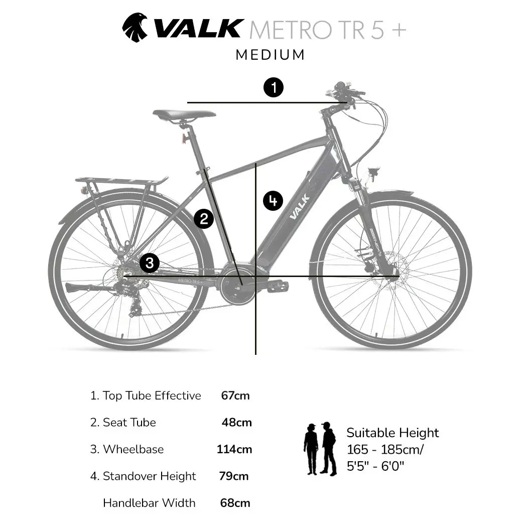 Valk Metro TR 5 + Electric Hybrid Bike, Gen II, Mid-Drive, Medium, Dark Grey