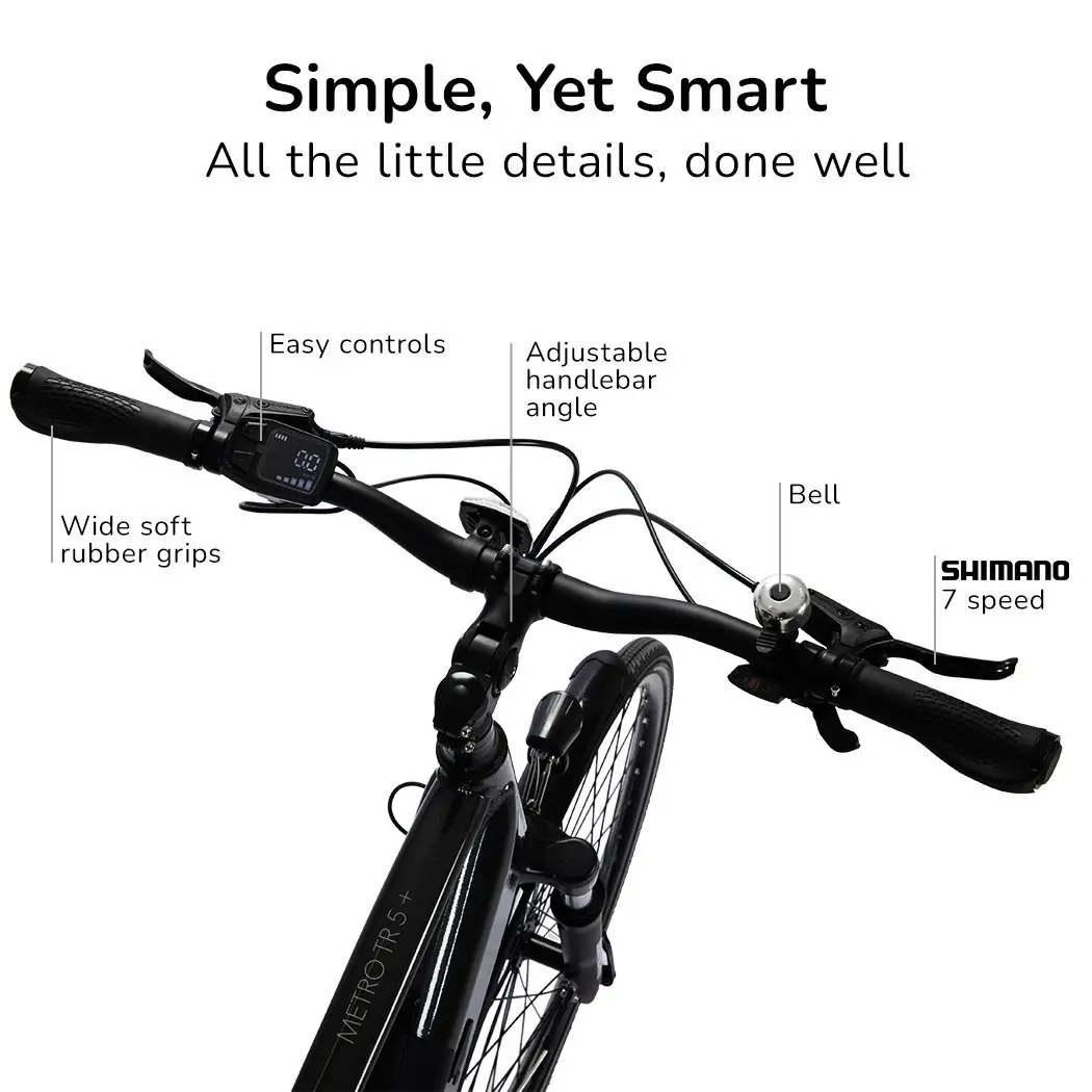 Valk Metro TR 5 + Electric Hybrid Bike, Gen II, Mid-Drive, Medium, Dark Grey