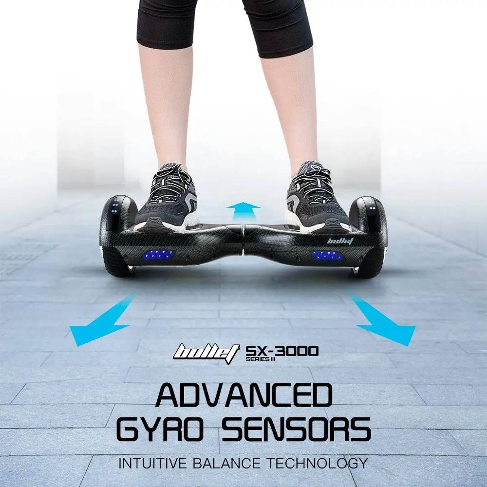 Bullet Gen III Hoverboard Scooter 6.5 Inch Wheels, Colour LED Lighting, Carry Bag, Carbon Fiber style