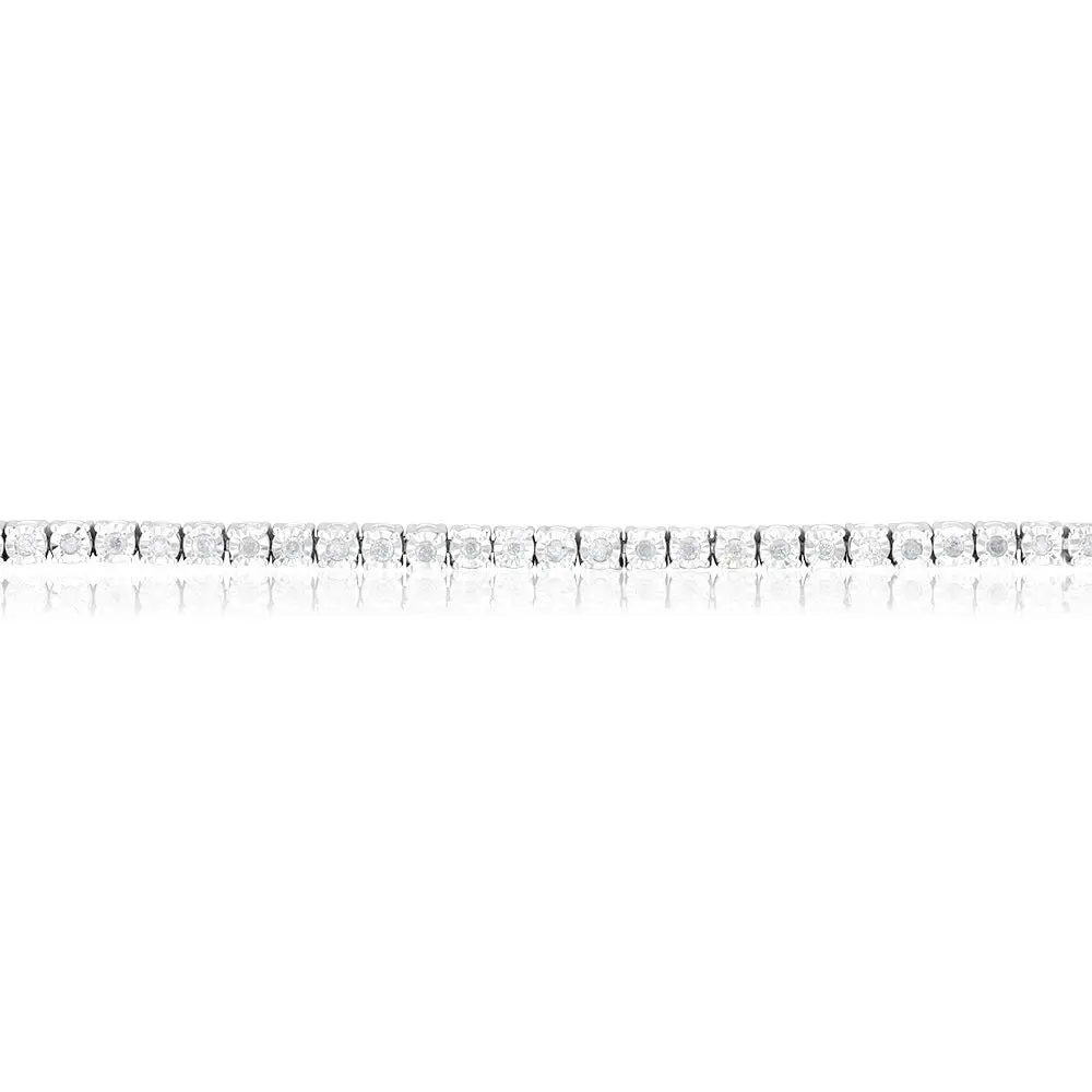 Silver 0.95 Carat Diamond Tennis Bracelet 18.5cm