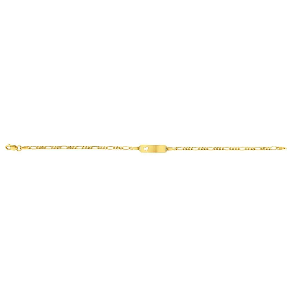 9ct Yellow Gold Silver Filled Heart 19cm Figaro Bracelet