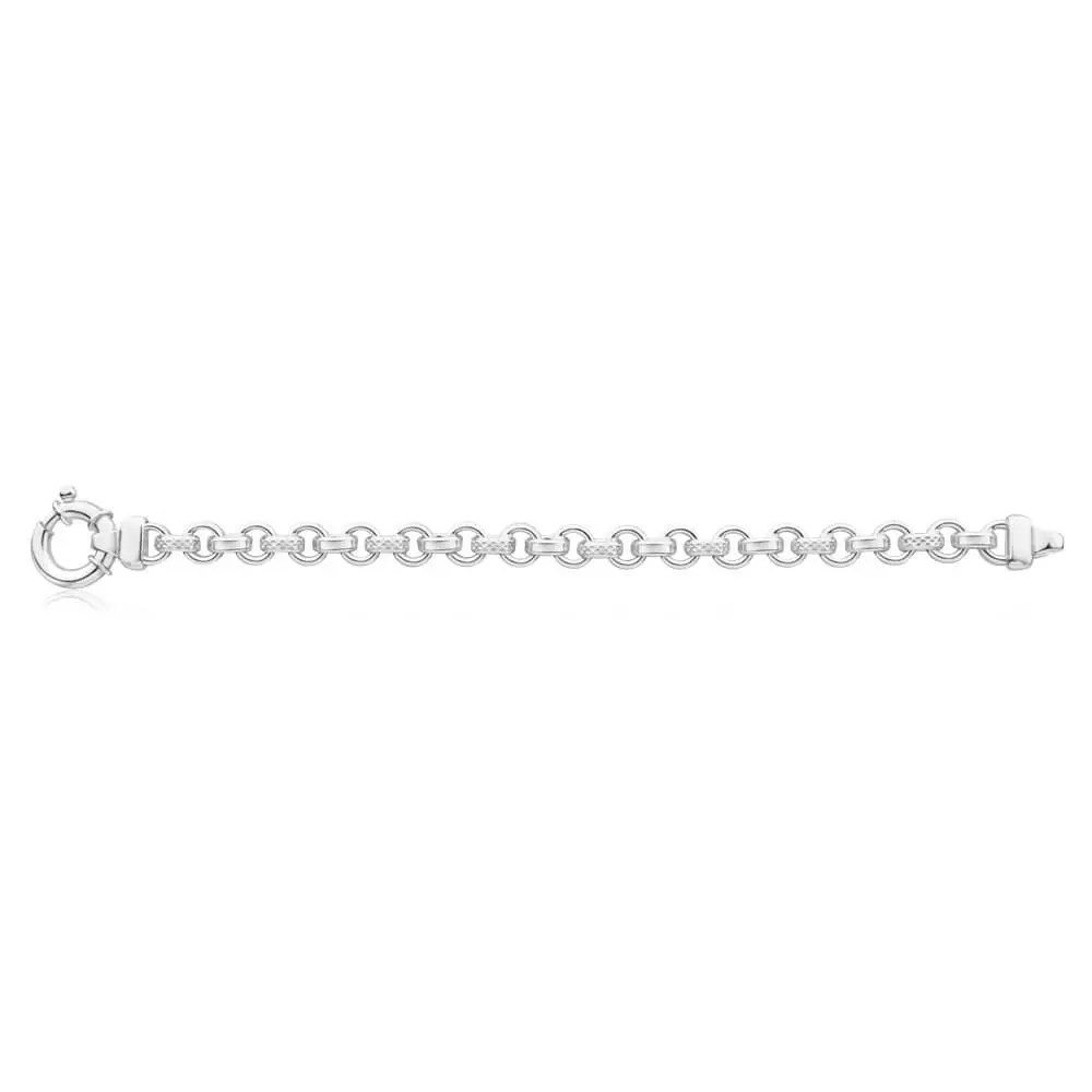 Sterling Silver BelcherPlain Link Boltring 21cm Bracelet