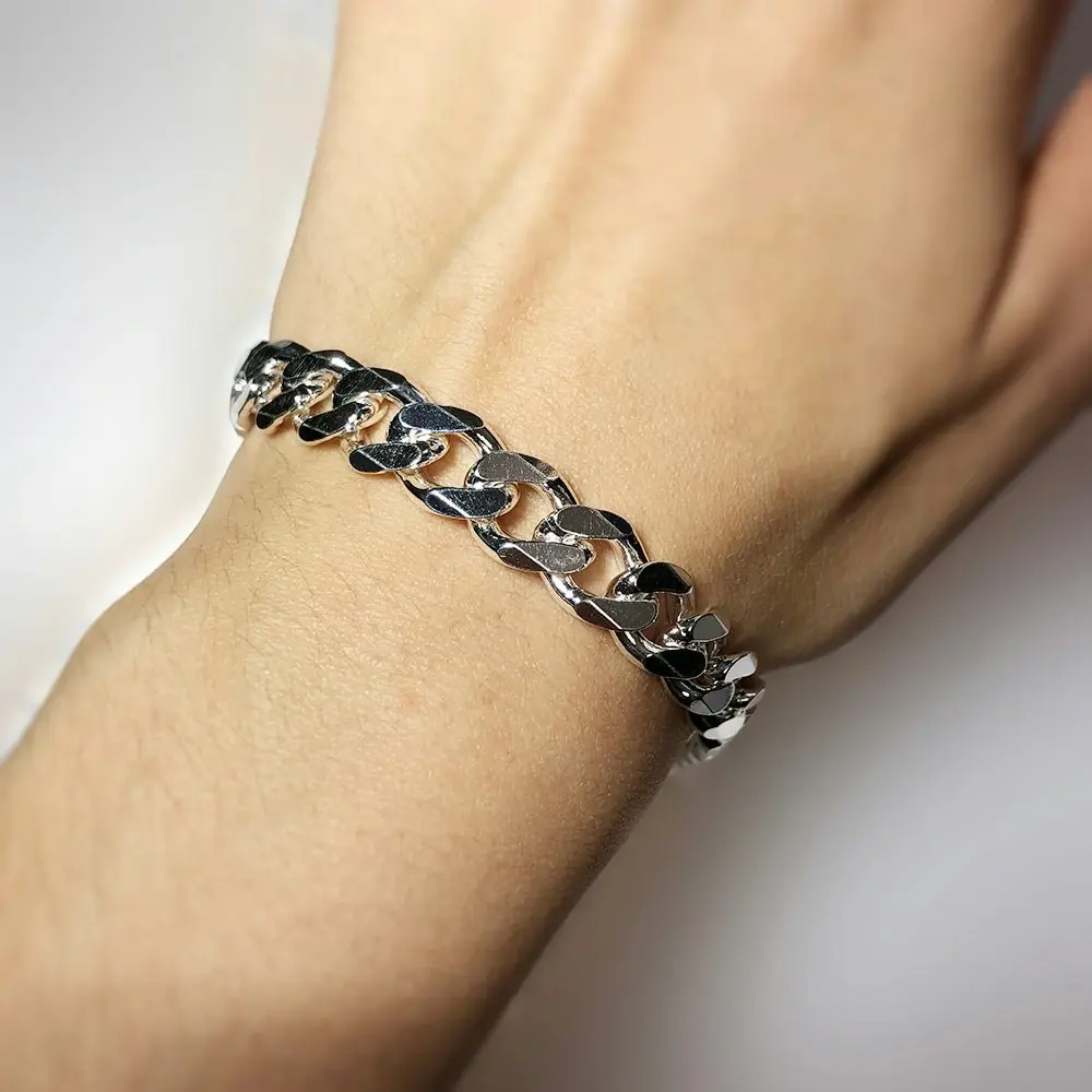 Sterling Silver Dicut Heavy Curb 250 Gauge Bracelet 23cm