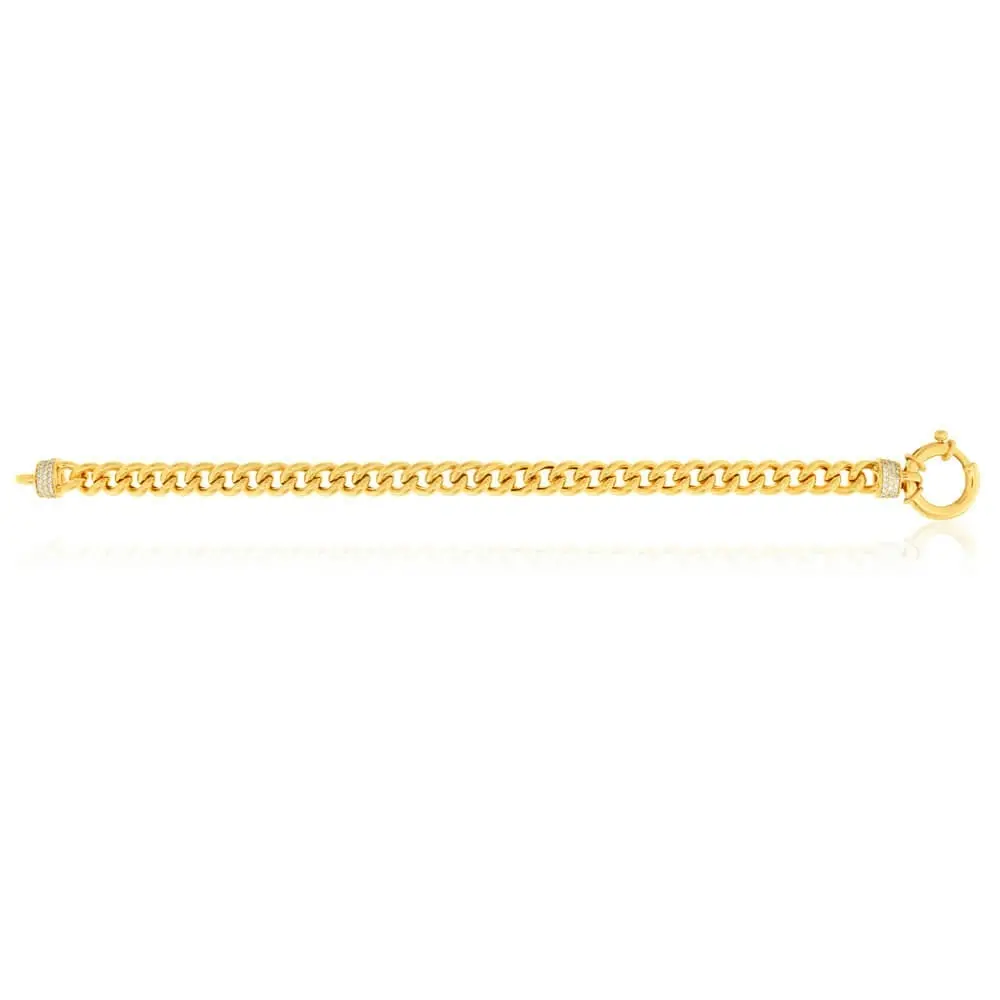 9ct Yellow Gold Zirconia Curb Bracelet