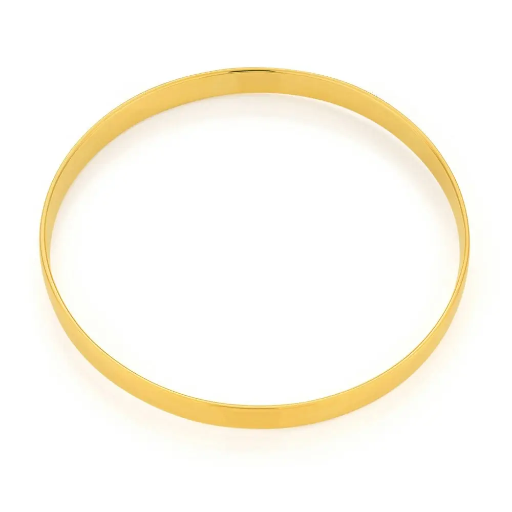 9ct Yellow Gold 6mm wide Solid Bangle