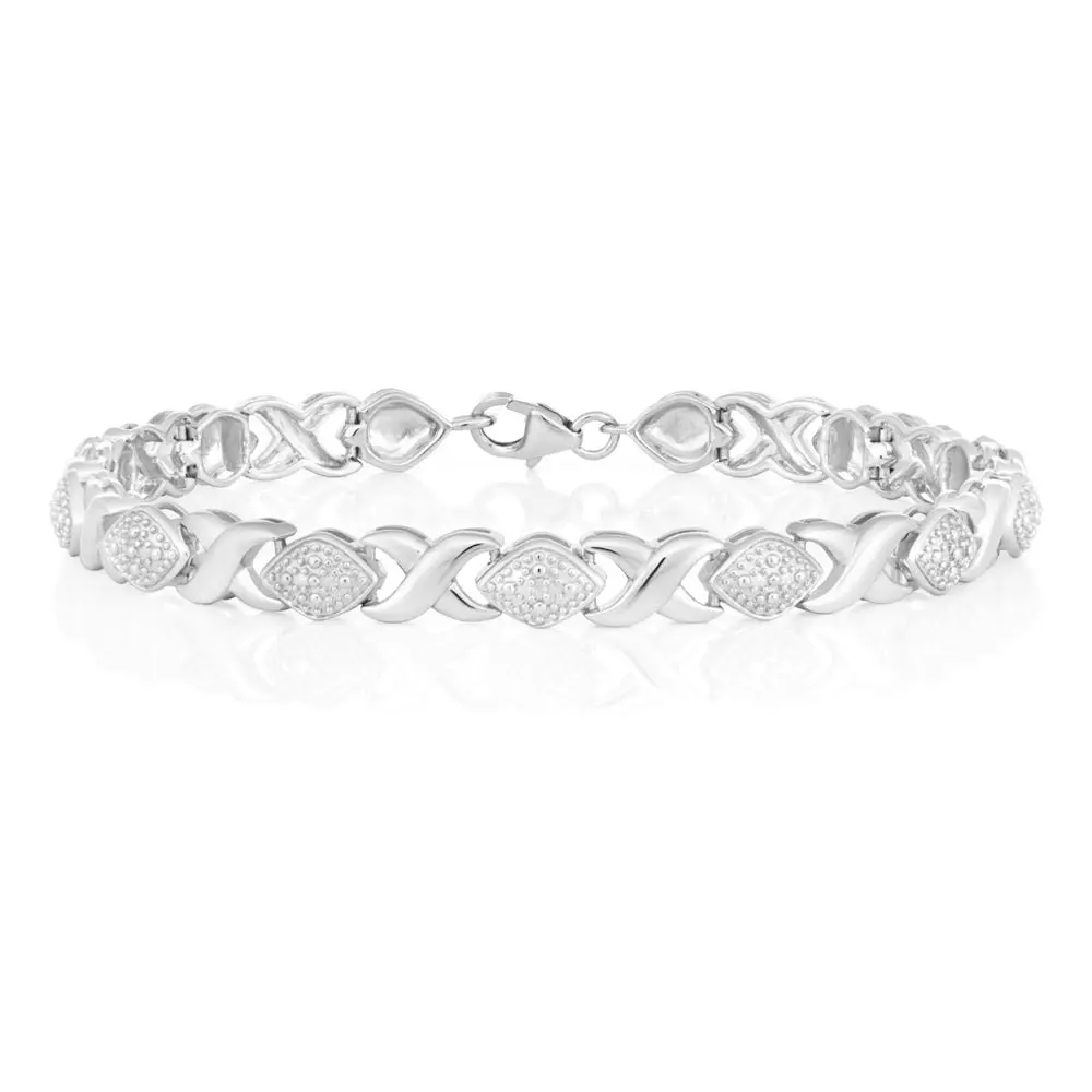 Sterling Silver 18.5cm Diamond Bracelet