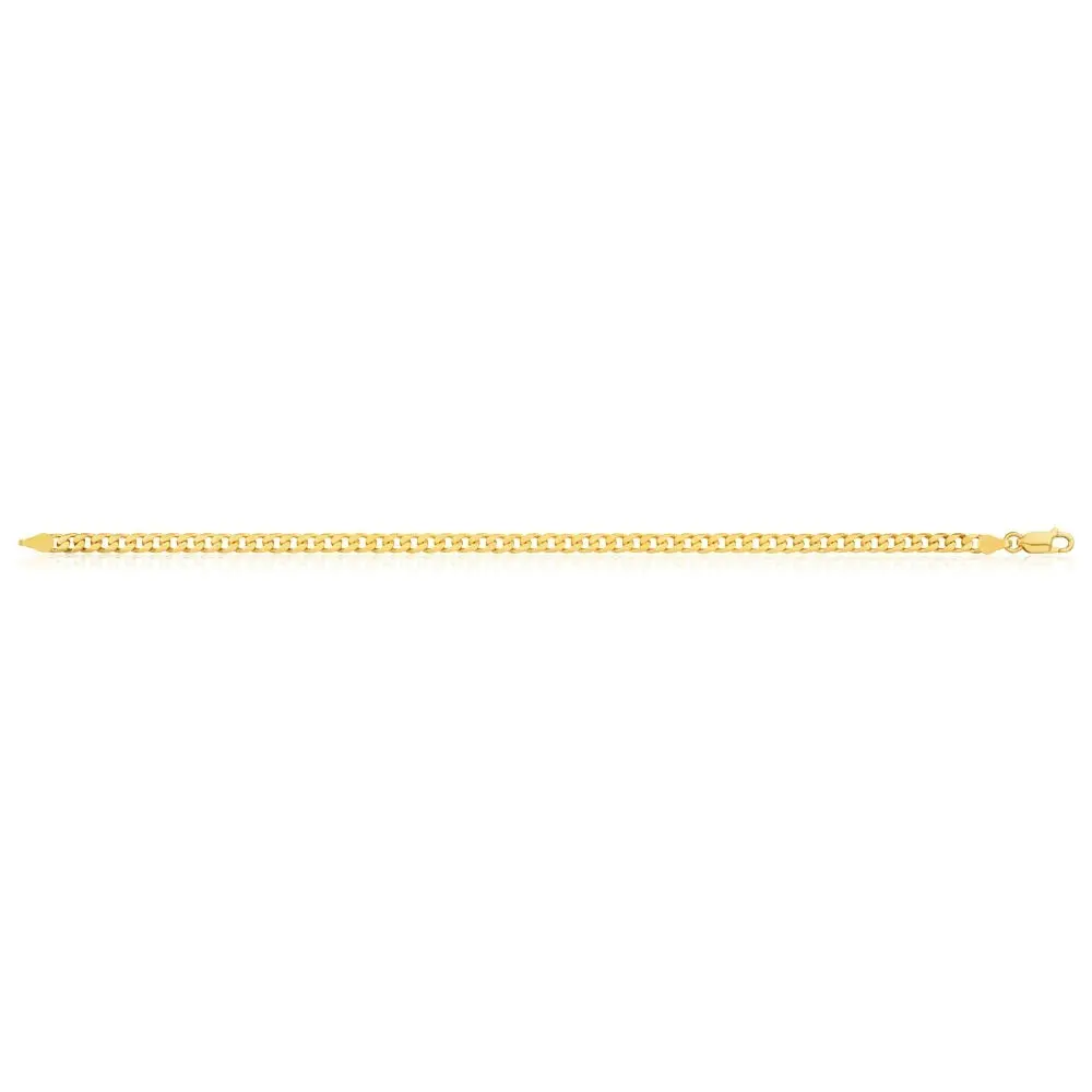 9ct Yellow Gold Flat Bevelled Curb 21cm Bracelet 120gauge