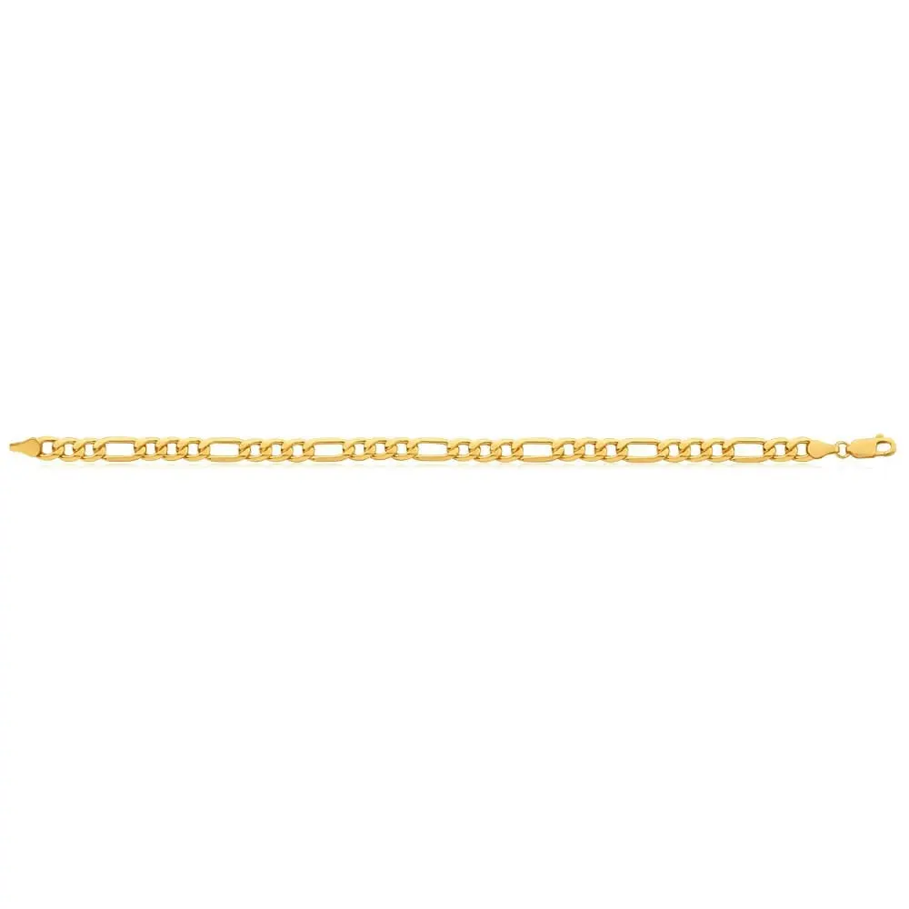 9ct Yellow Gold Silver Filled 21cm Figaro Bracelet 150 Gauge