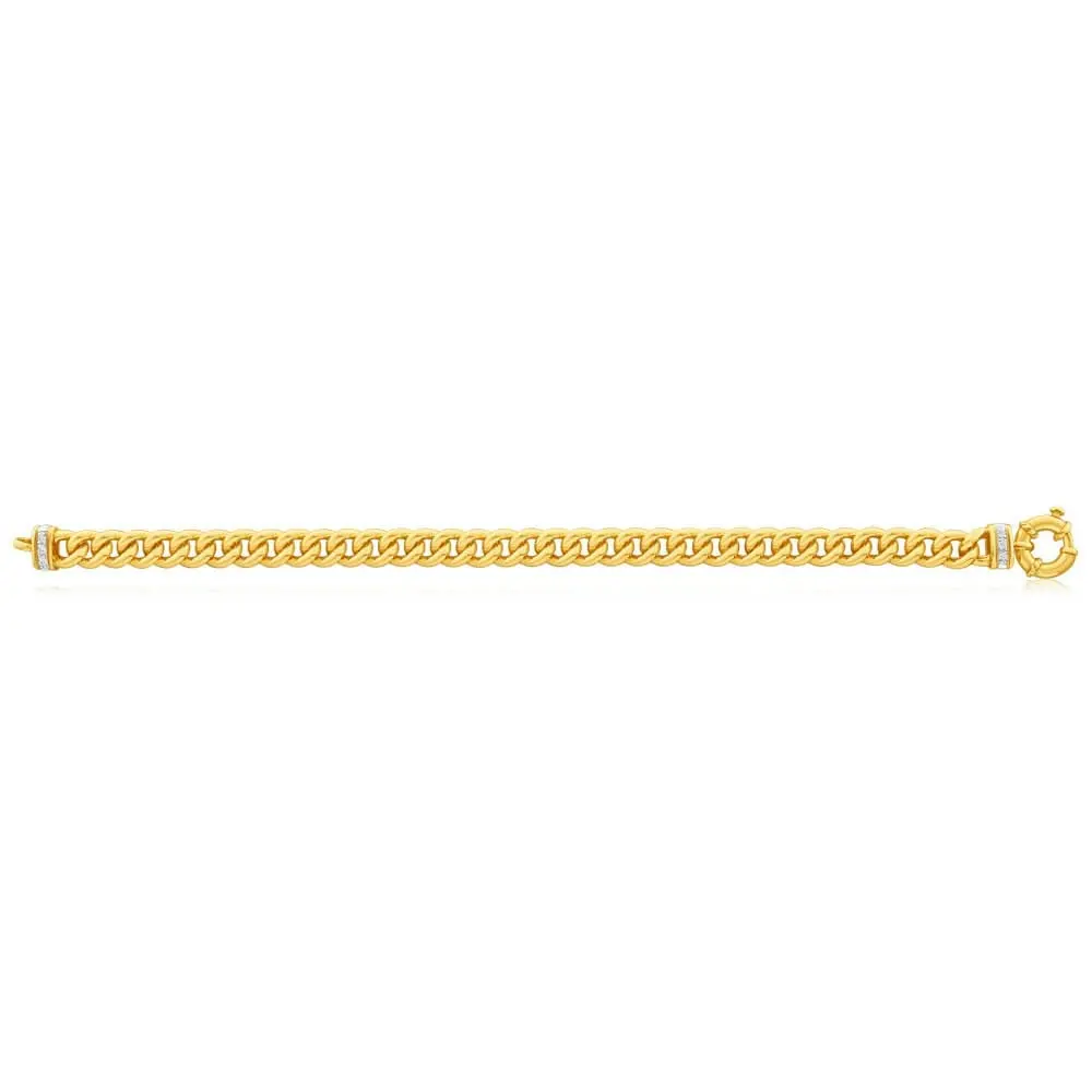 9ct Yellow Gold Silver Filled Cubic Zirconia 20cm Curb Bracelet