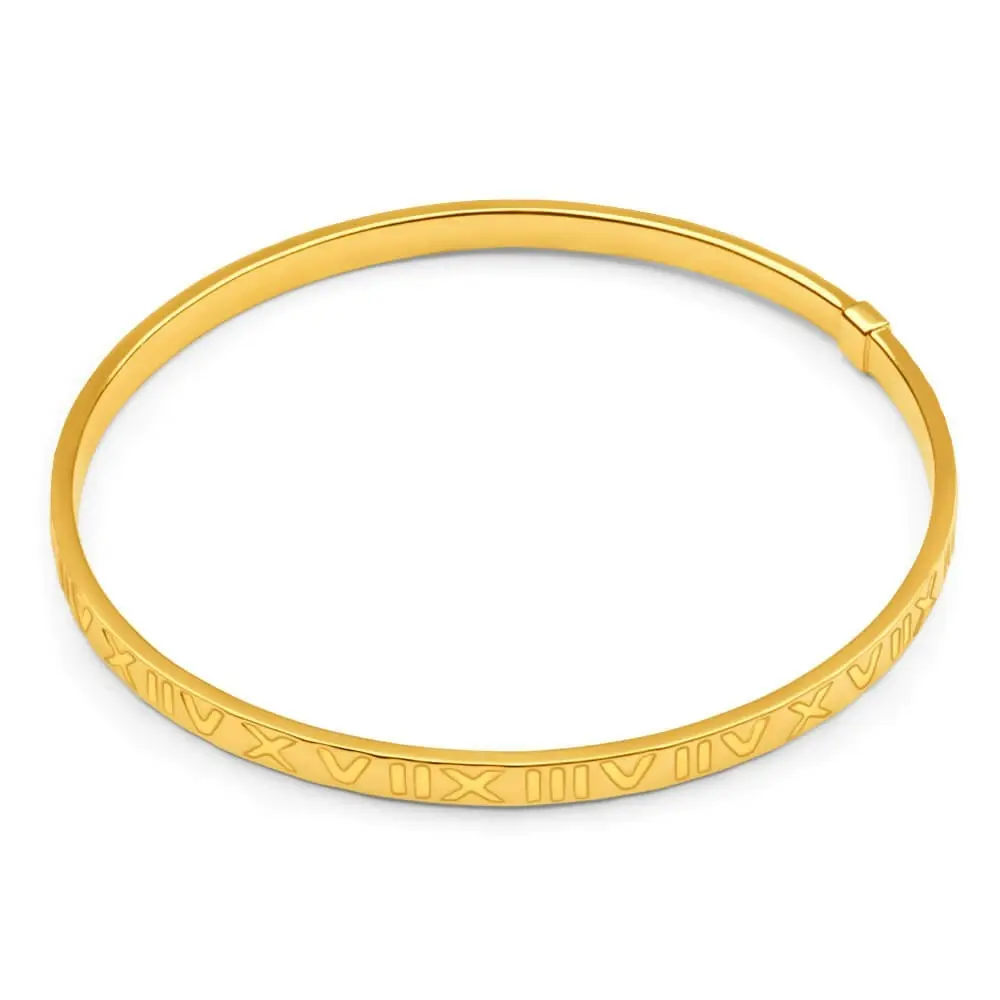 9ct Yellow Gold Silver Filled Roman Numeral Bangle