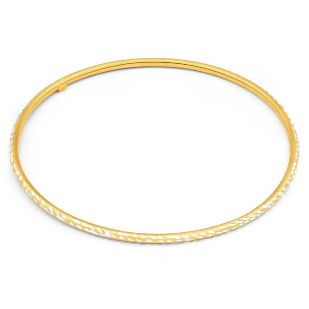 9ct Yellow Gold Silver Filled 2mm By 65mm Bangle