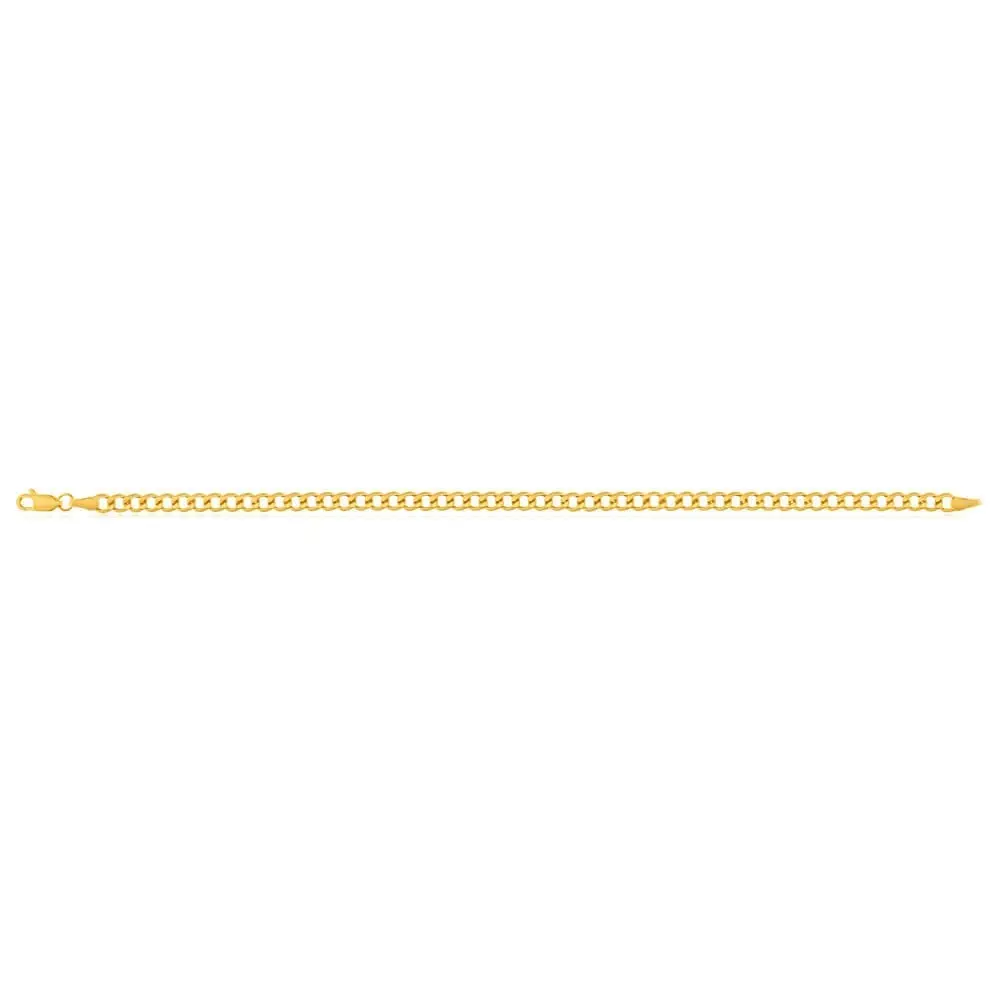 9ct Yellow Gold Silver Filled Flat 21cm Curb Bracelet